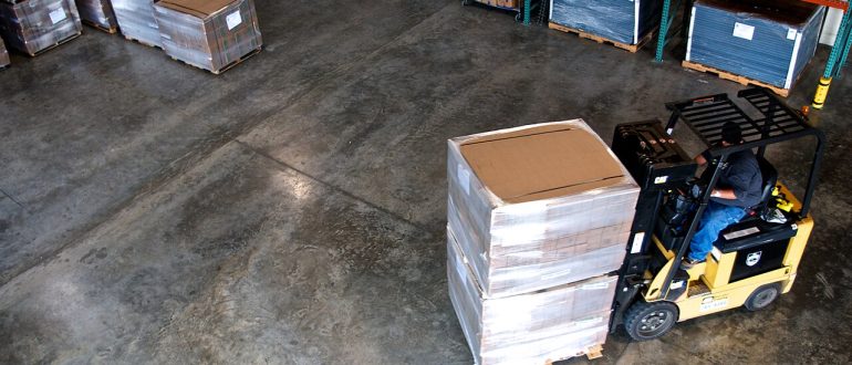 Interior of a logistics distribution warehouse