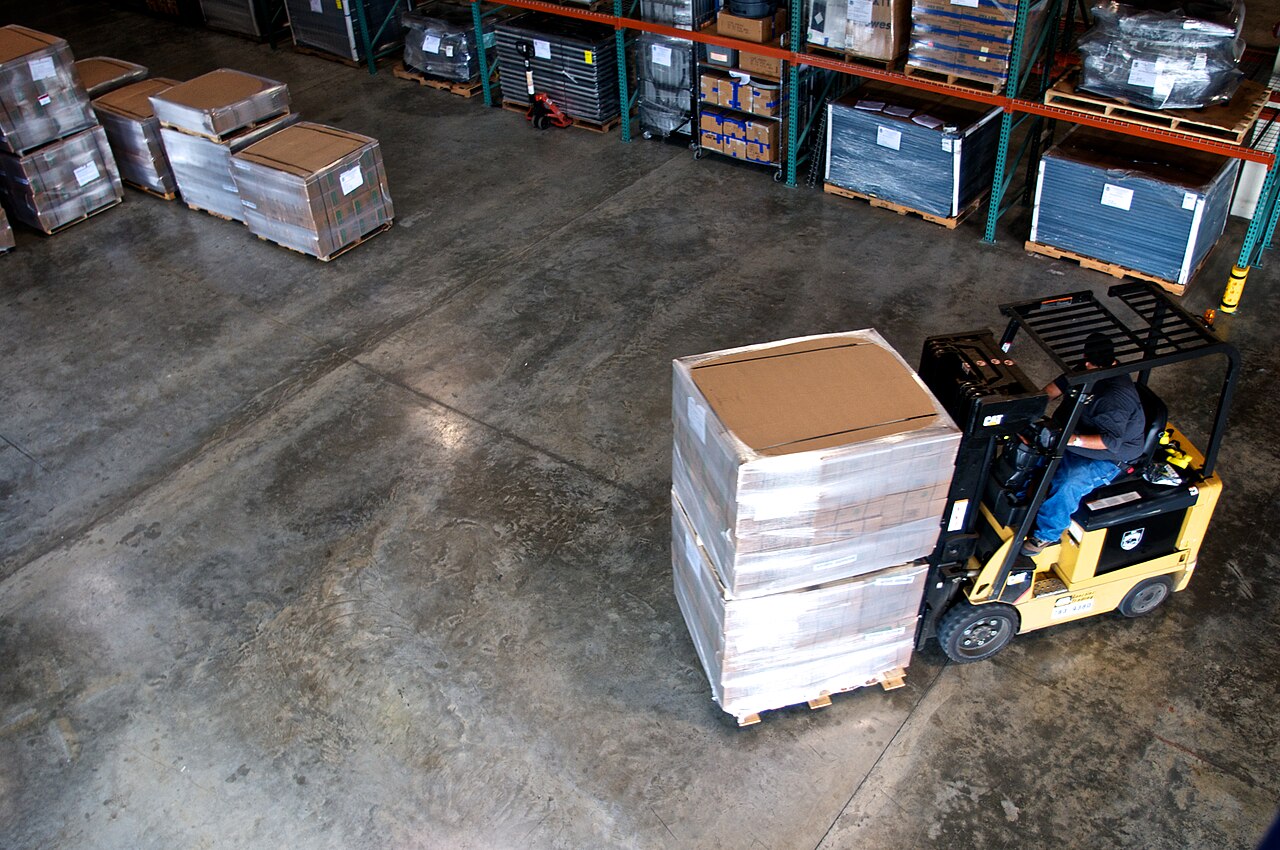 Interior of a logistics distribution warehouse
